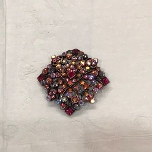 Vintage preowned Joan Rivers pink red rhinestone brooch